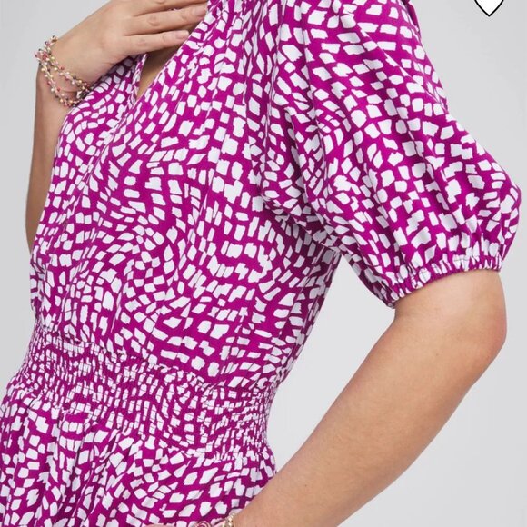 new CHICO'S smocked waist printed maxi dress 12 p - Picture 2 of 2